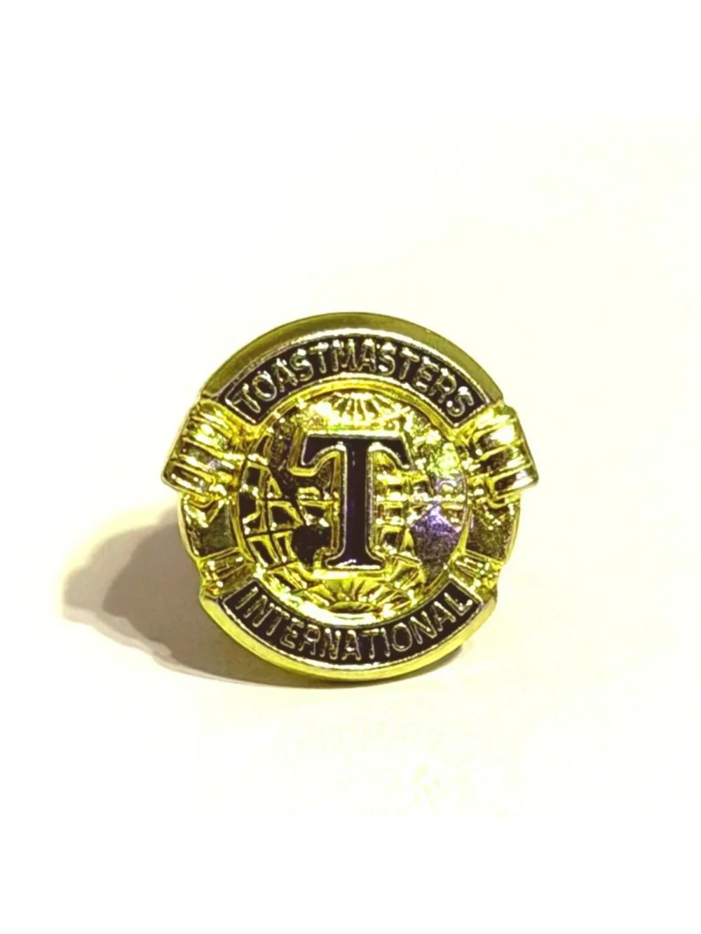 Toastmasters International Gold-Tone Enamel Lapel Pin Badge Vintage